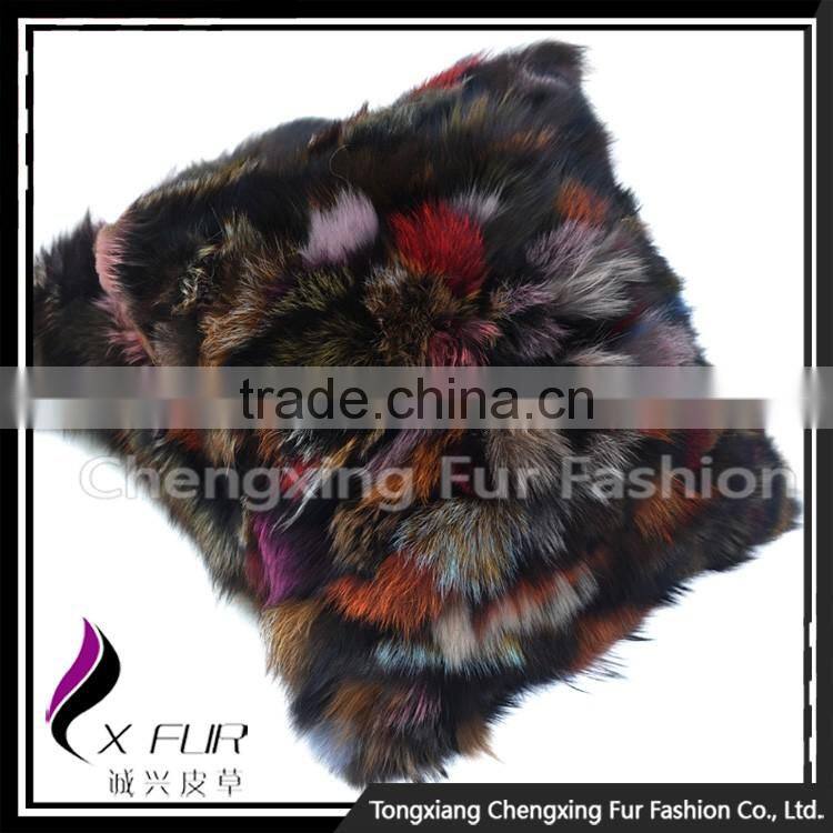 CX-D-107D Custom Made Patckwork Fox Fur Pillow Case Cushion Cover