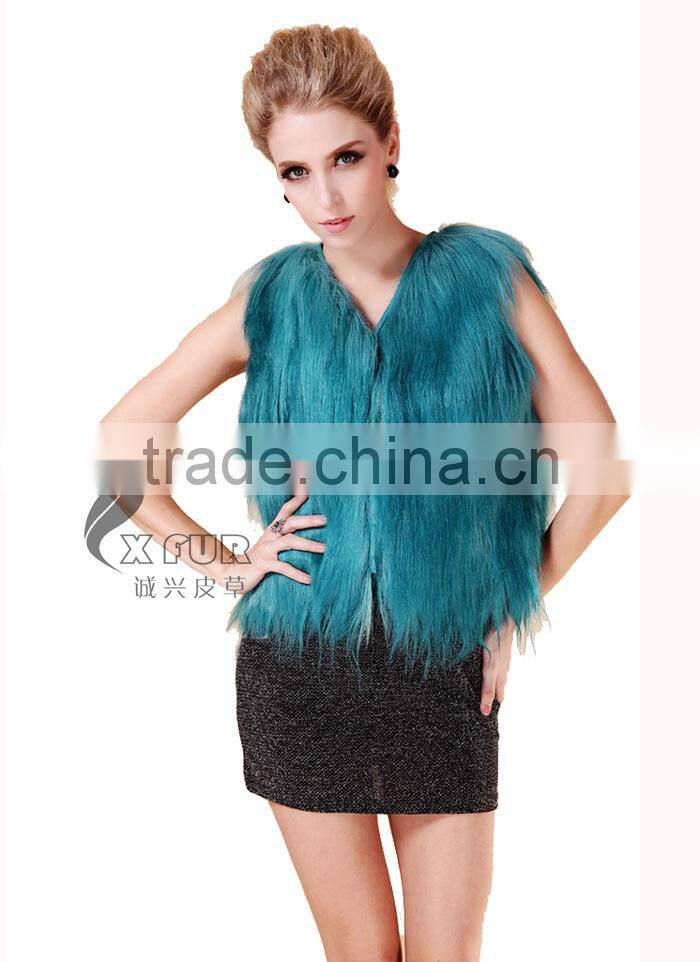 CX-G-B-199A New Arrival Beautiful Color Real Goat Fur Vest 2017