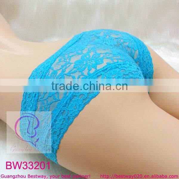 Blue sexy hot transparent lace panties