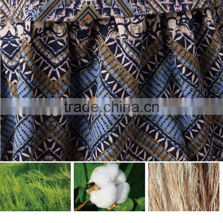 2017 new design Large size fashion ladies Retro national wind style ladies dress Cotton printed dress