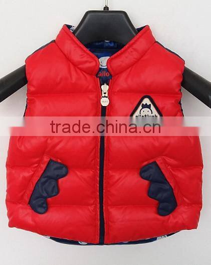 kids red and yellow down ski waistcoat for winter