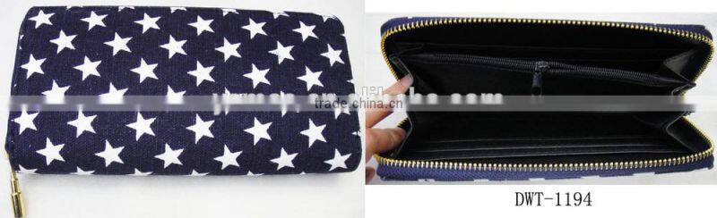 Fashion Lady latest cotton canvas print dog animal star wallet