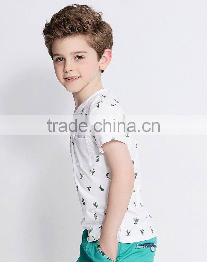 Fancy white full printed fashion boy t-shirt wholesale