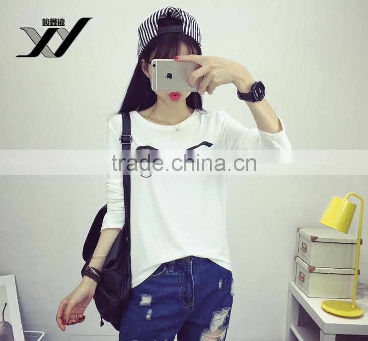 Girl fashion style new design long sleeve tshirt