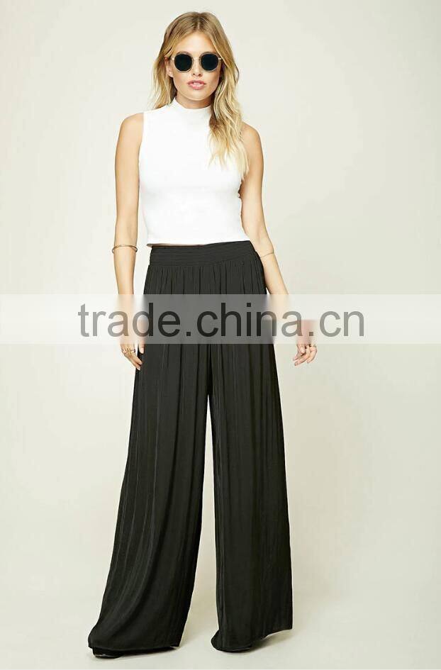 New fashion summer oem service loose wide leg ladies chinos trousers