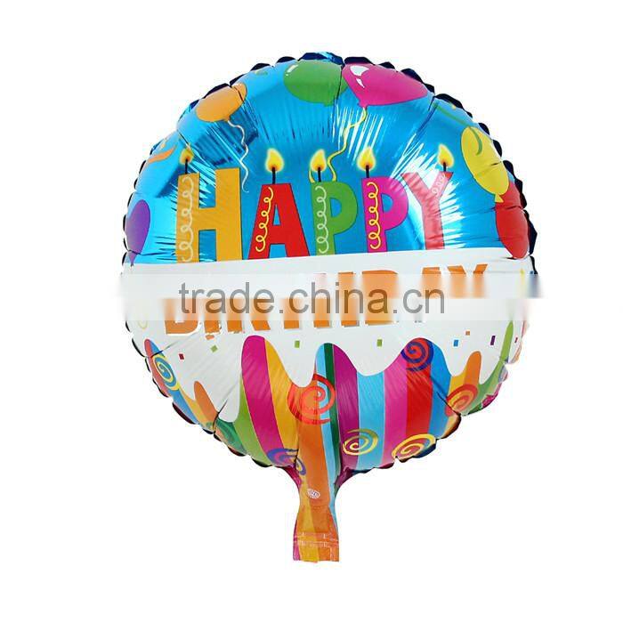 Party Supplies Party Decorations Round Multicolor Stripe "Happy Birthday" Pattern Aluminium Foil Balloon