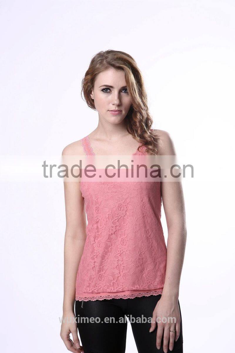 women's high visibility wholesale plain white tank top bottom lace
