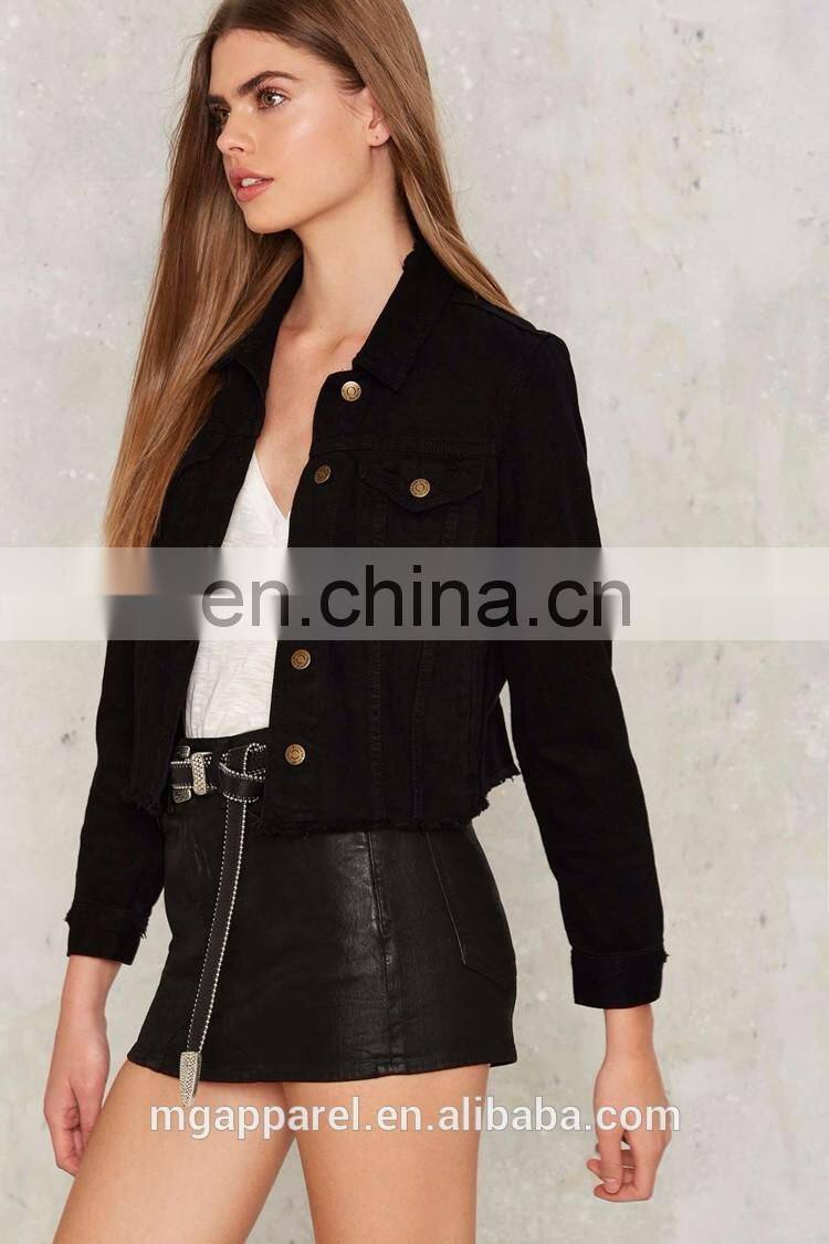 2017 Latest fashion women jean jacket wholesale ladies denim embroidered jacket