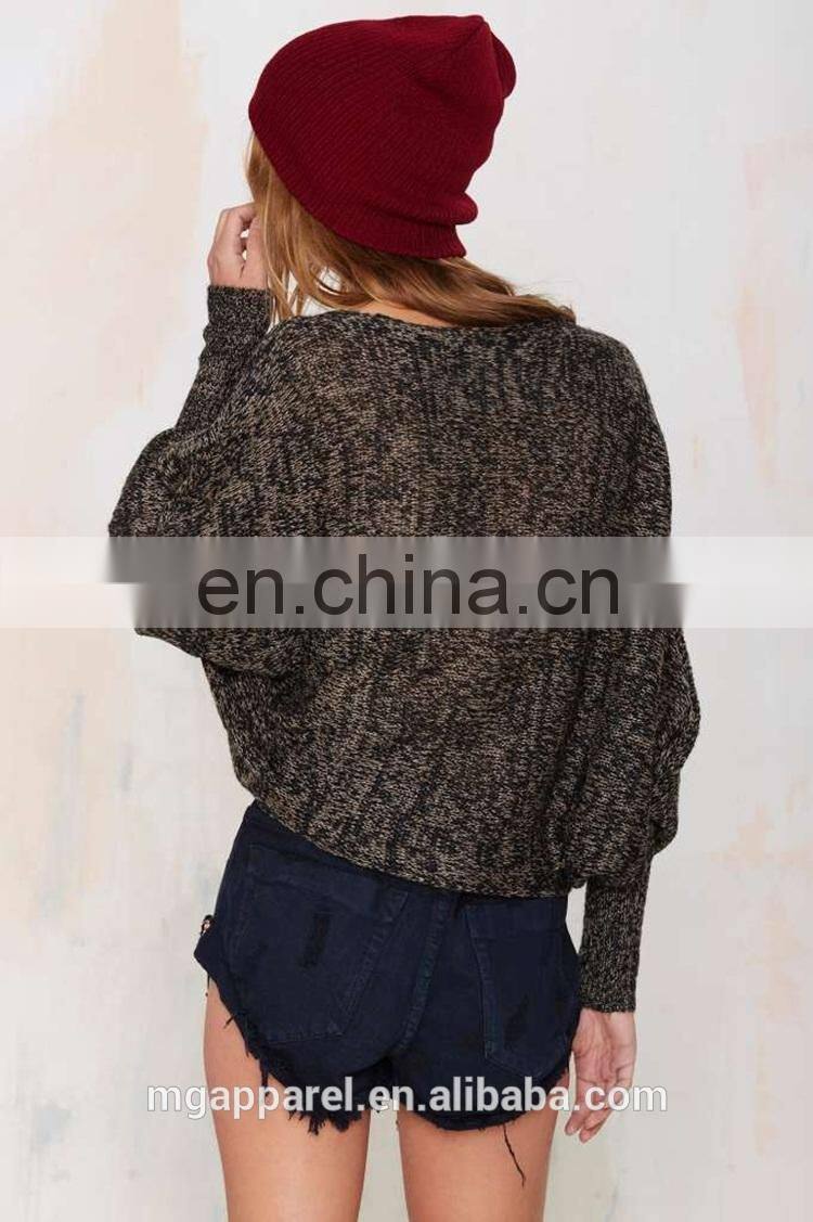 2015 New stylish cropped slouchy dolman sleeves asymmetric sweater woman cardigan