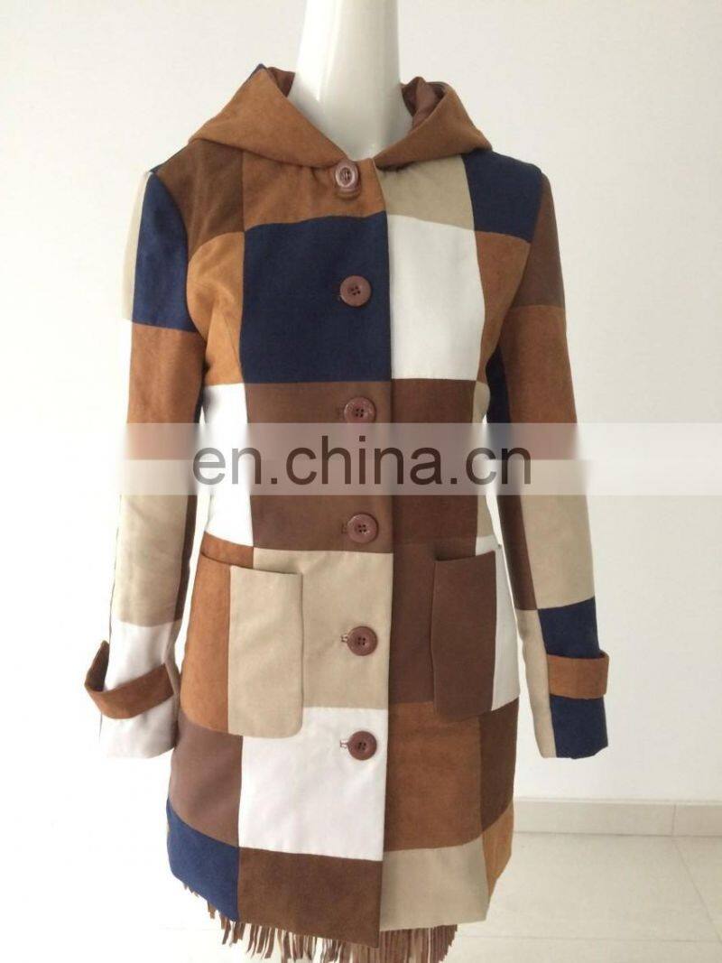 Ladies suede patched jackt
