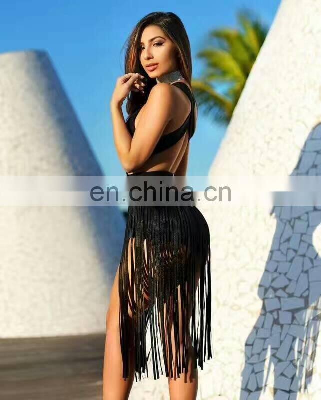 Womens Sexy V Neck Backless Tassels Sexy Night Club Dresses