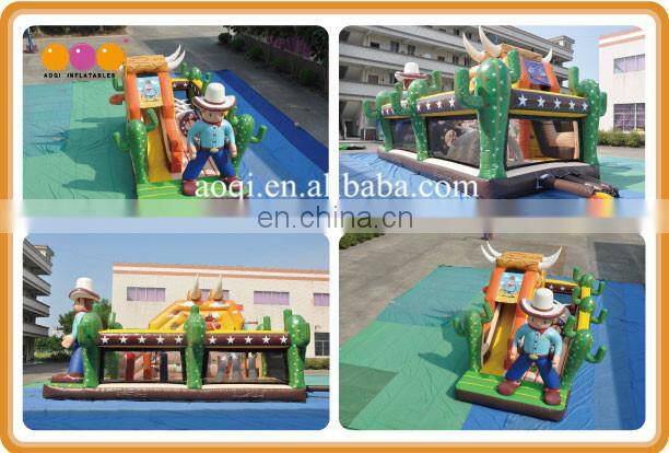 AOQI new design inflatable cowboy slide with free EN14960 certificate