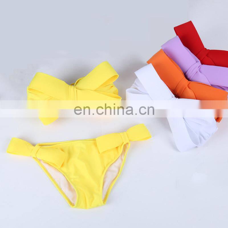 Swimwear Brazilian Bikini Big Bow Bandeau Beach Wear Halter Swimsuit Push Up Bathing Suit