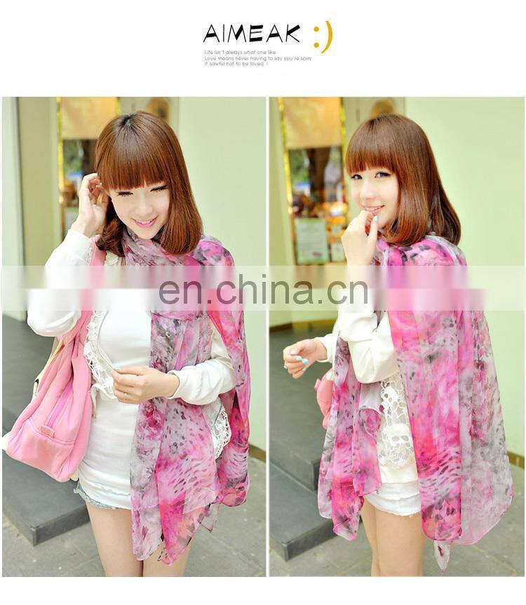 Environmental printing scarves women's flowers shawl Deep purple