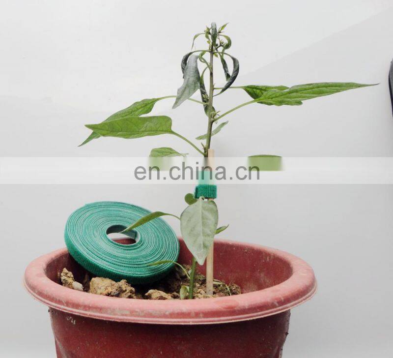 Green reusable plant ties loop and hook ties