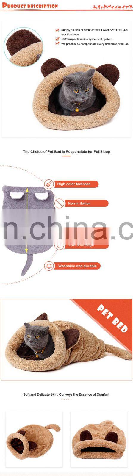 Soft Short Plush Sleeping Bag Bed Cat Cute Cat Pet Bed Lovely Animal Shape Cat Sleep Bag