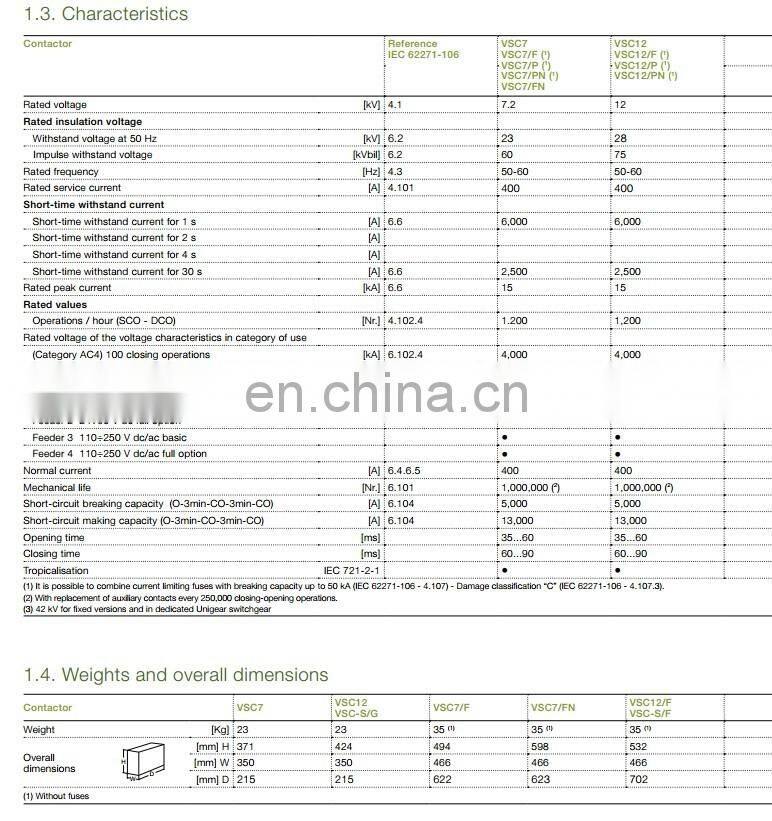 VSC 12kV-400A 24-60V DCO ABB Vacuum Contactor