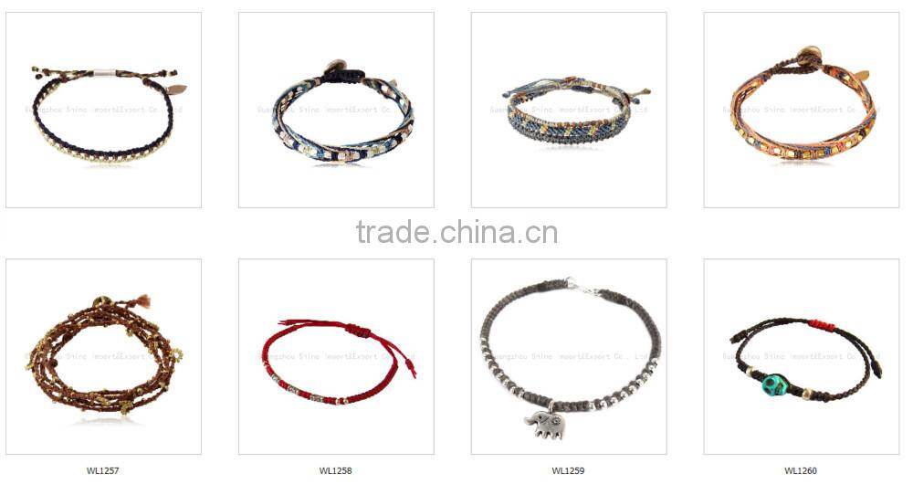 fashion jewelry hand woven bracelet alloy charm bracelet from guangzhou