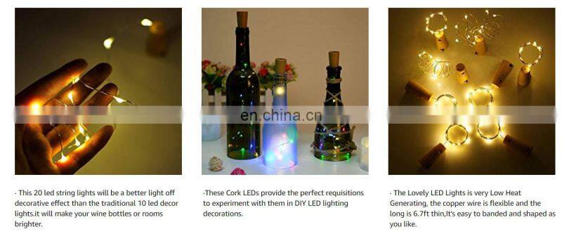 Wine bottle battery operated led string lights for decoration