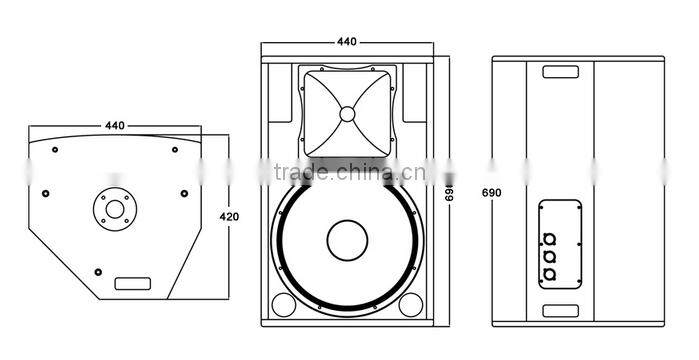 Neodymium speaker, 15 inch passive 2-way full range loudspeaker, stage monitors