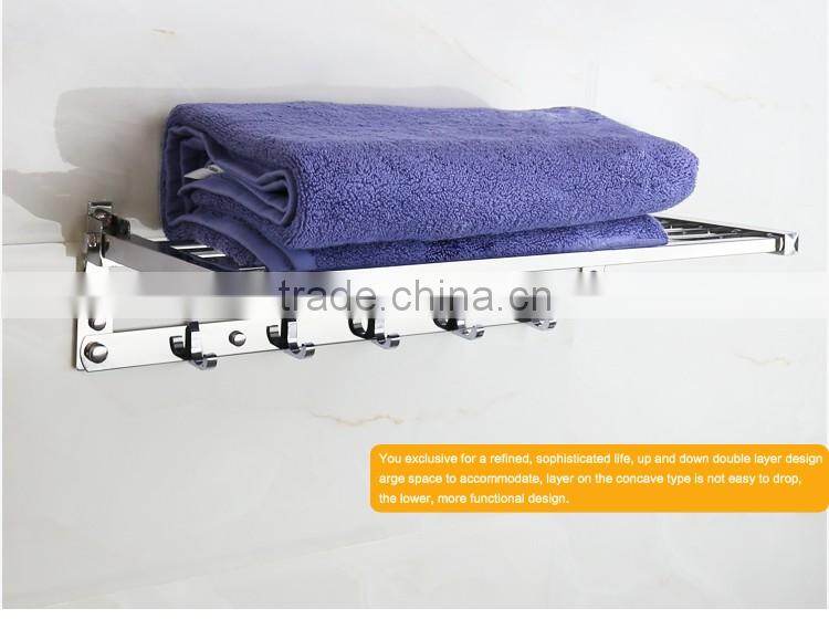 Wesda 90 degree rotation bathroom wall towel shelf with hooks A0107