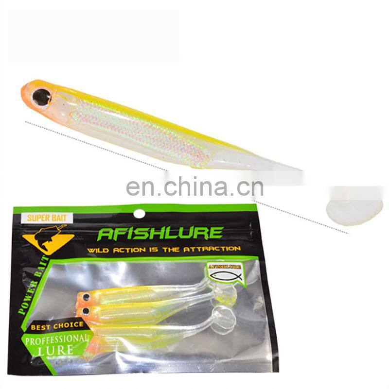 Amazon 3pcs/lot 5g 105mm T Tail Soft Fish Swim baits Plastic Artificial PVC Soft Lures Fish 3D Rainbow Hollow Fish Bait