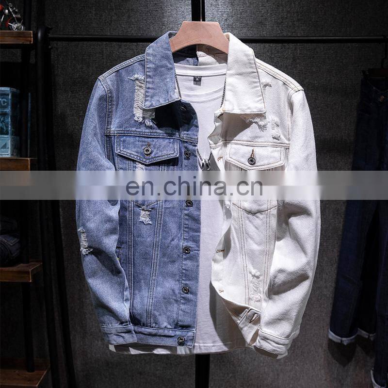ustomized plus size men's jackets Korean style slim casual color matching male hip-hop denim jacket