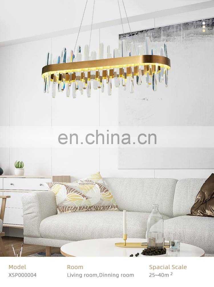 HUAYI Light Luxury Style Living Room Decorative Modern Gold LED Crystal Chandelier Pendant Light