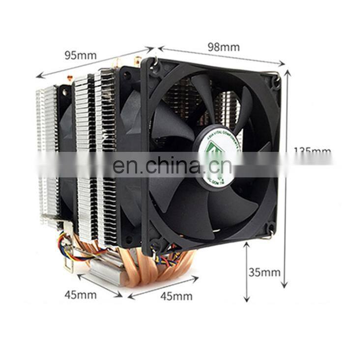 4Pin CPU Cooler 1155 1156 AVC Pure Copper 6 Heat Pipe Single Cooling Fan