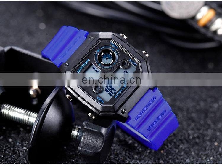 SANDA 418 Latest Men Digital Sport Watches Silicon Watch Band Stopwatch Back Light Time Showed Boys Digital Watch