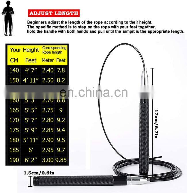 High Speed Skipping Rope Tangle-Free with Self-Locking Screw-Free Design Rope-Adjustable (2 Cables) Aluminum Alloy Non Slip Hand