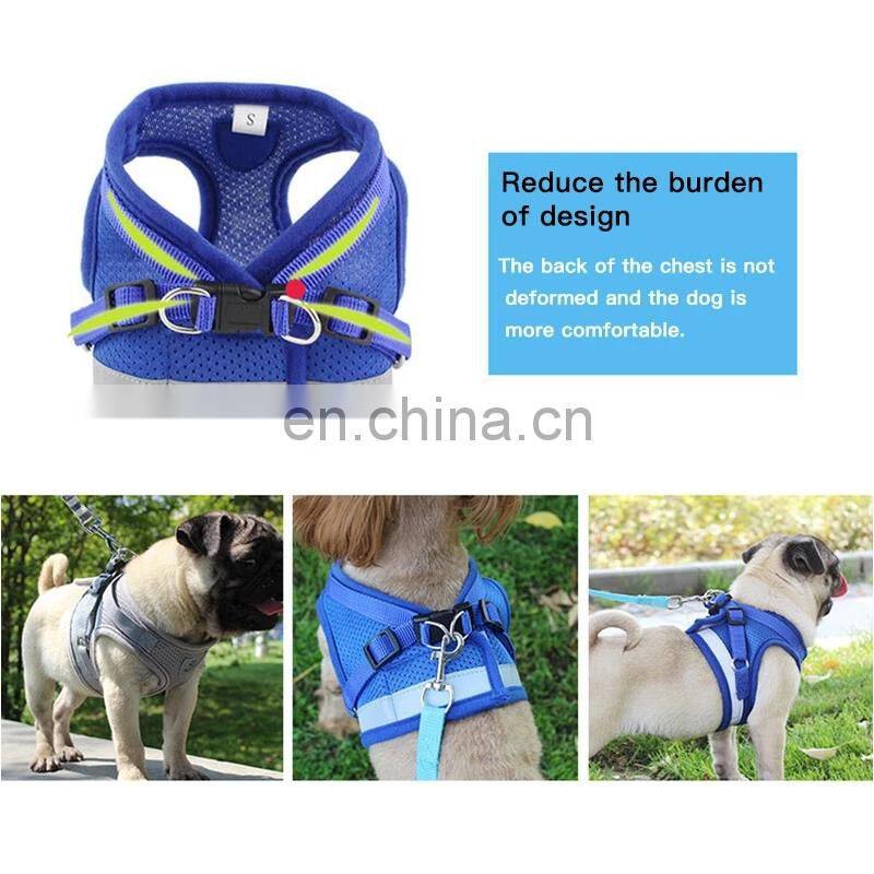 Dog Harness with Leash Summer Pet Adjustable Reflective Vest Walking Lead for Puppy Polyester Mesh Harness