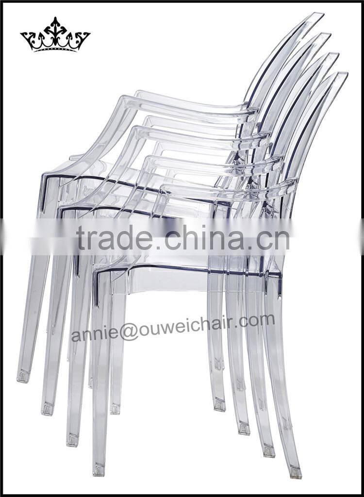 stacking armchair / dining resin chair / red chair