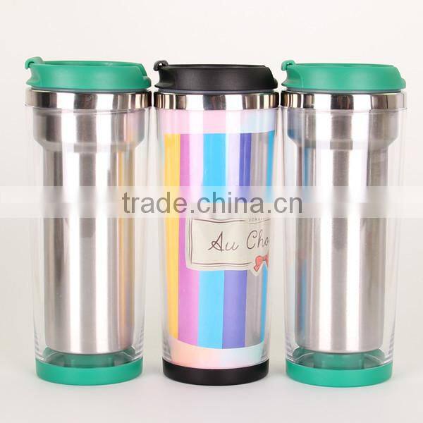 Shenzhen Factory Double Wall Plastic Advertising Tumbler with SS Inner