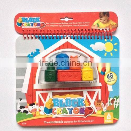 2015 new design drawing set kids coloring book with crayons