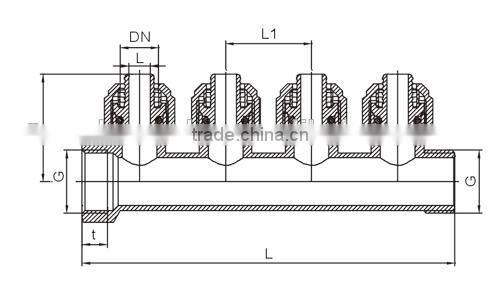 Yuhuan manufacture brass pipe exhaust 4-ways manifold