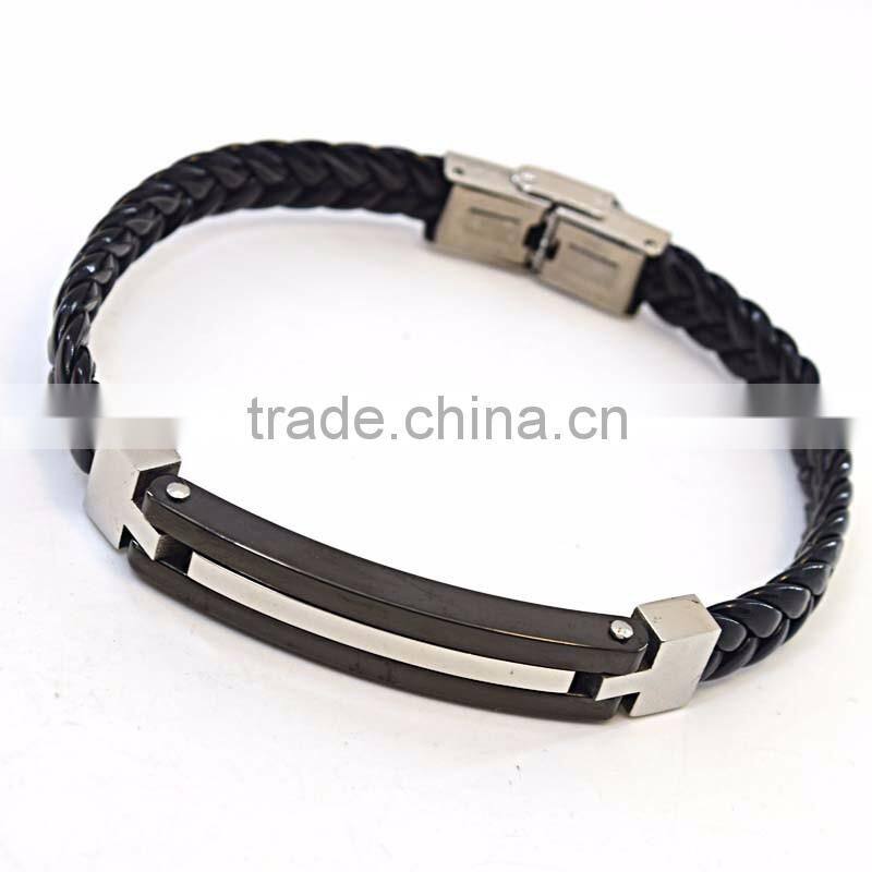 best selling products stainless steel clasp bio magnetic bracelet man leather bracelets