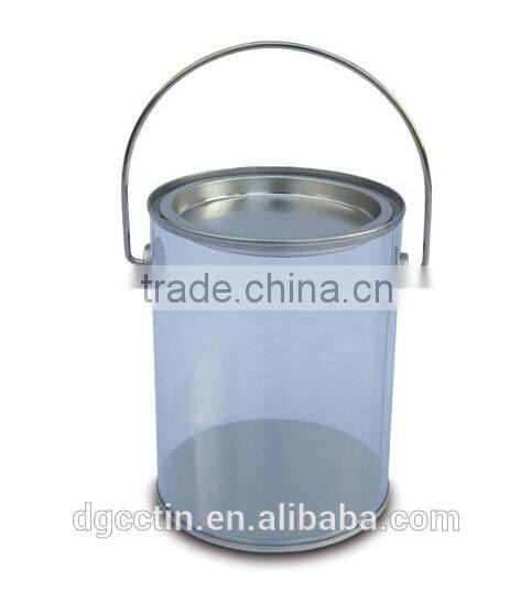 Candy bucket with clear body metal lid with handle