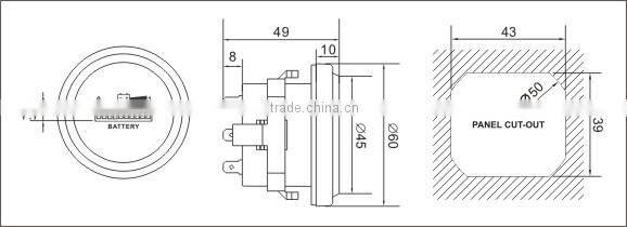 Rount Battery Indictor Voltage Meter