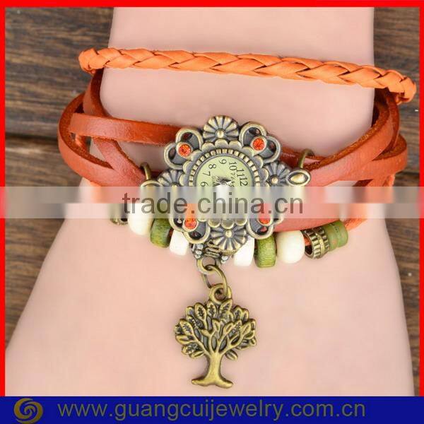 Fashion leather braided strap watch