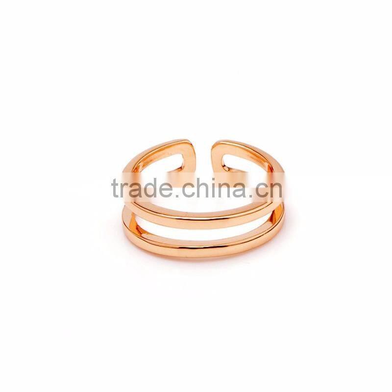 Fahsion Minimalist 2 Layered Rose Gold Rhodium Plated Cuff Wrap Band Rings