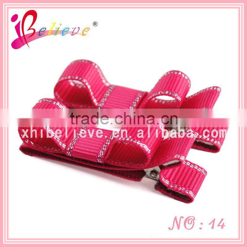 2015 Popular kids hair bow accessories,grosgrain ribbon hair bow,elsa & anna ribbon bow hair clip