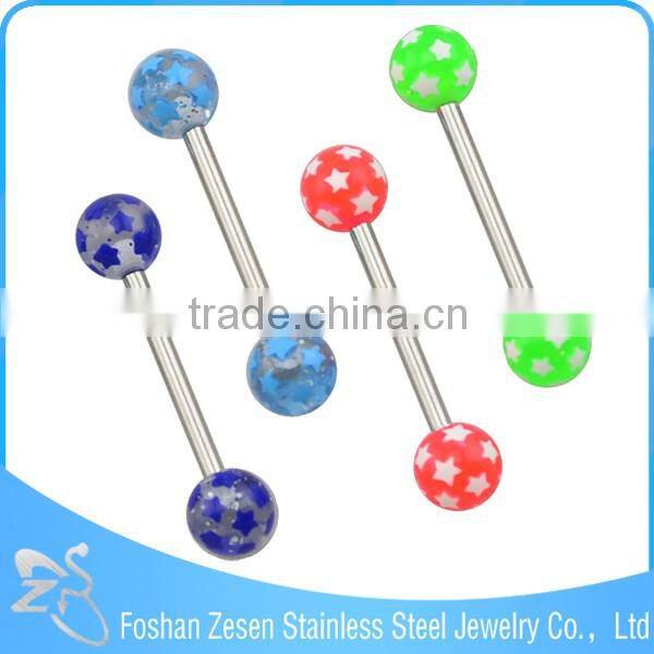 Newest promotional piercing factory OEM poker printed unique tongue rings