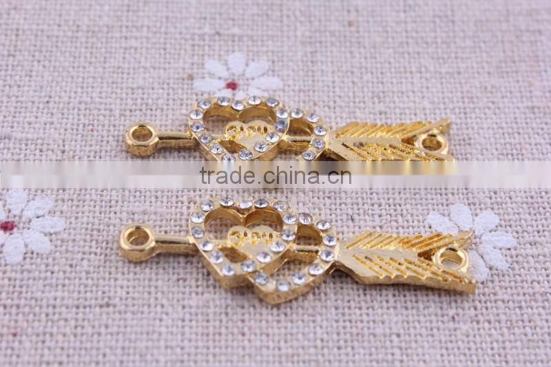 2014 bow crystal rhinestone connector charms ! wholesale alloy glitter silver Connector for bracelet making!!