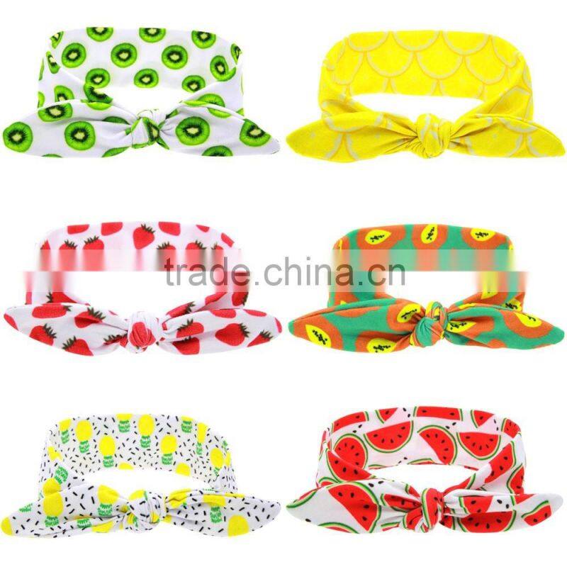 Hot-sales kids Fruits printed Headband girl cotton Headband Toddler knotted Headband wh-1790
