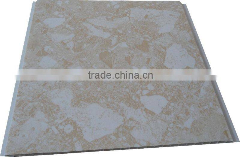 10'' width new style trinidad Plastic ceiling sheet, SMOOTH surface,brown color with gold strip F055