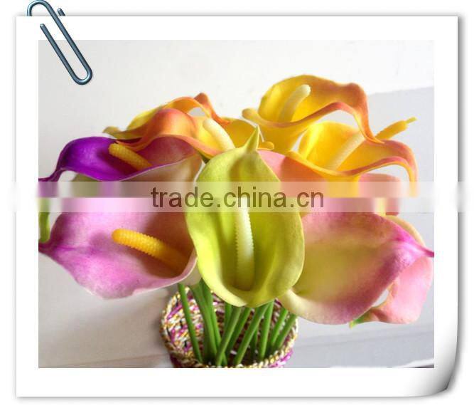 Low price wholesale PU material light green real touch callas flower