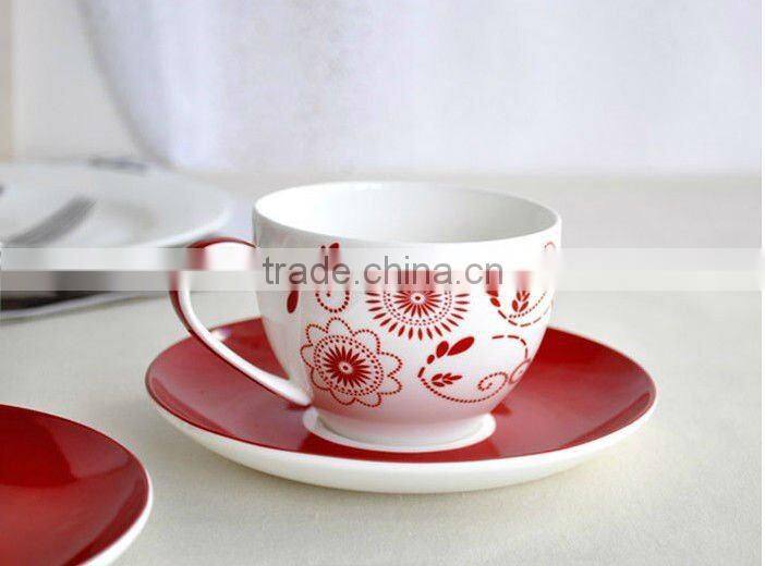 Lovely design ceramic porcelain tea set with cup saucers and ladle