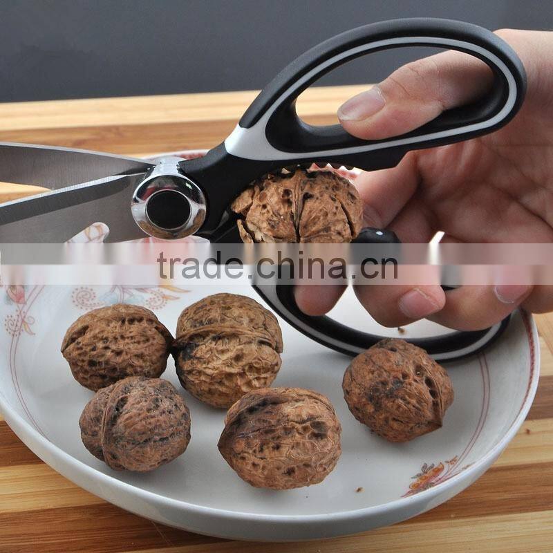 Multifuctional plastic and rubber handle special blade kitchen scissor