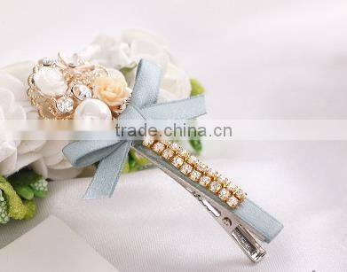 newest decorative hair bow flower beads hair clip design bridal hair accessory